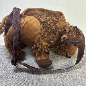 Unipak Plush Brown Buffalo Bison Purse Shoulder Bag Kids Toy Animal Bag